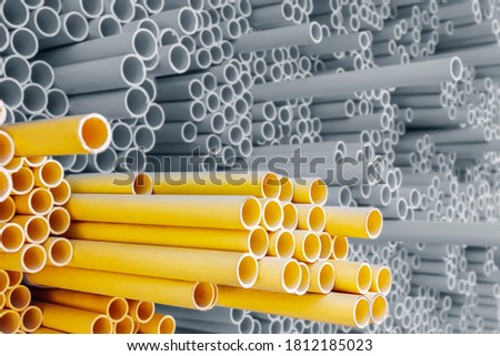 Yellow PVC pipes for electric conduit