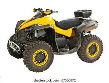 Yellow Quadbike Isolated On White