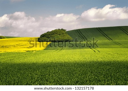 Similar – Old windmill at sunset. Spring Moravian rolling hills