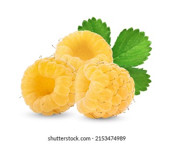 Yellow raspberries isolated on white background