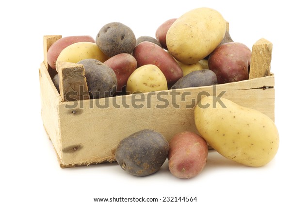Download Yellow Red Purple Potatoes Wooden Crate Food And Drink Stock Image 232144564 Yellowimages Mockups