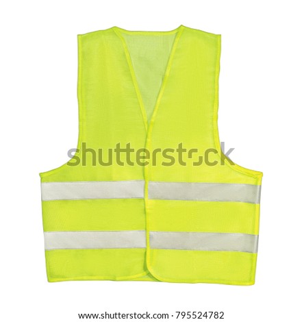 Yellow reflective safety vest isolated on the white background