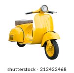 Yellow Retro Motorcycle isolated on white background with clipping path