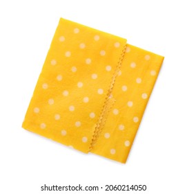 Yellow Reusable Beeswax Food Wrap On White Background, Top View