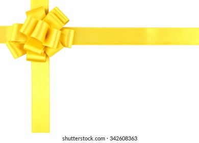 Yellow Ribbon Bow Isolated On White