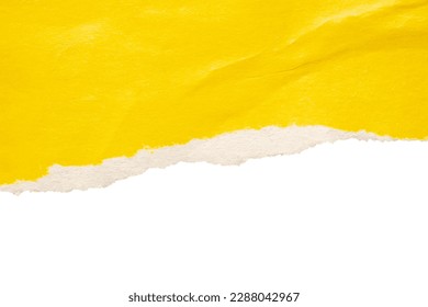 Yellow ripped paper torn edges strips isolated on white background - Shutterstock ID 2288042967
