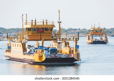 Yellow Road Ferry Carry Vehicles, Free Of Charge.