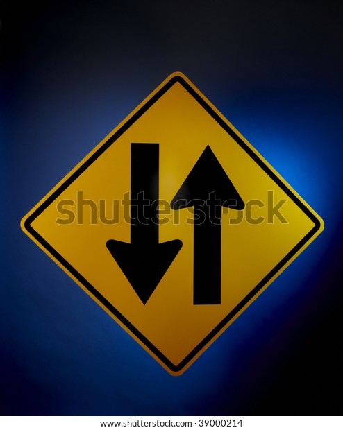 Yellow Road Sign 2 Arrows Other Stock Photo Edit Now