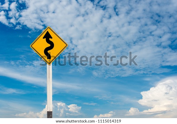 Yellow road warning sign\
clipingpart