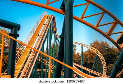 Yellow Roller Coaster Front Row POV Drop