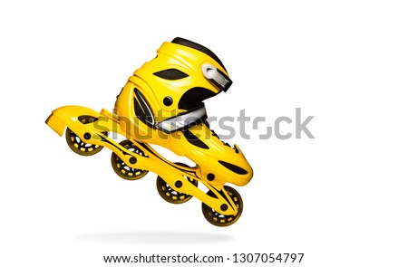 yellow rollers with four wheels on a white background