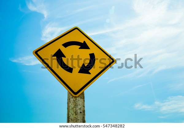 Yellow Roundabout Signal Blue Sky Stock Photo 547348282 