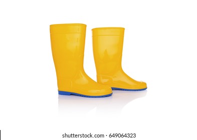 Yellow Rubber Boots Isolated On White Stock Photo 649064323 | Shutterstock