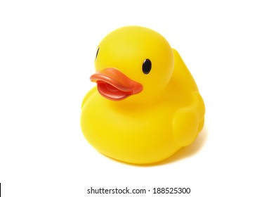 Yellow Rubber Duck Isolated On White Background