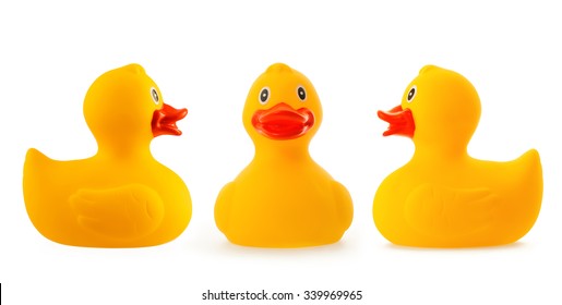 Yellow Rubber Duck Isolated On White Background