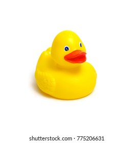 Yellow Rubber Duck Isolated On White Background