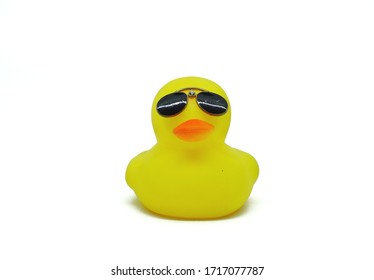 Yellow Rubber Duck Toy That Uses Glasses