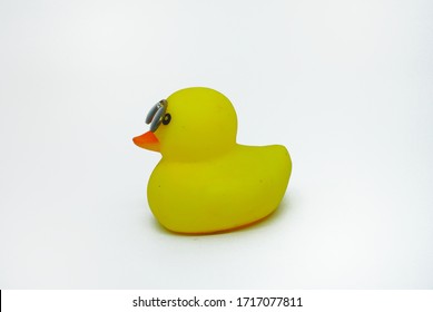 Yellow Rubber Duck Toy That Uses Glasses