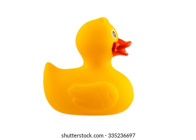 Yellow Rubber Ducky Isolated On White Background