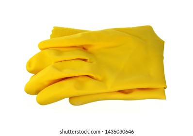 Yellow rubber gloves isolated on white - Shutterstock ID 1435030646