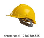 Yellow safety construction helmet isolated on white background