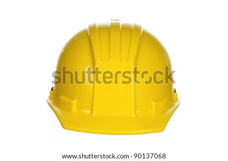 Yellow safety hard hat on white background