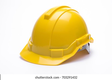 Yellow safety helmet isolated on white background