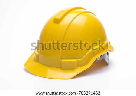 Yellow safety helmet isolated on white background