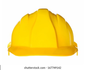 Yellow safety helmet on white background 