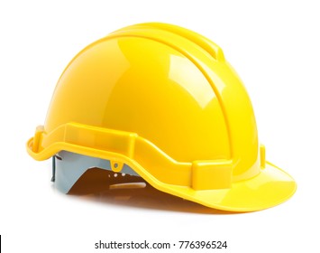 Yellow safety helmet on white background