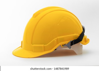 Yellow Safety Helmet Side View  Isolated On White Background