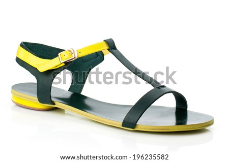 Yellow  sandal isolated on white background.