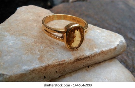 Yellow Sapphire Gemstone With Gold Ring