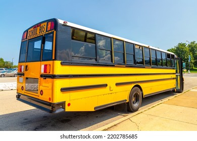 Yellow School Bus In Chicago, Illinois, USA