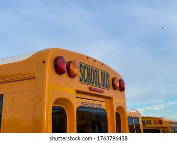 Yellow School Bus With Red Brake Lights In Mount Vernon New York