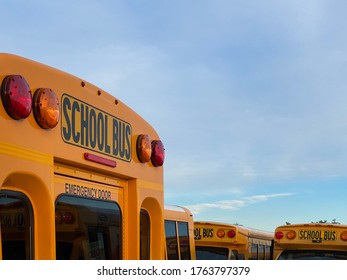 Yellow School Bus With Red Brake Lights In Mount Vernon New York