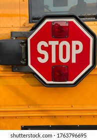 Yellow School Bus With Red Stop Sign In Mount Vernon New York