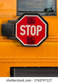 Yellow School Bus With Red Stop Sign In Mount Vernon New York