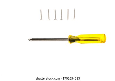 Yellow Screw Driver Isolated On White Background