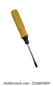 Yellow Screw Driver On A White Background 