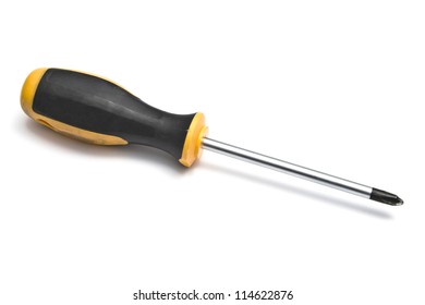 Yellow screwdriver isolated on white background