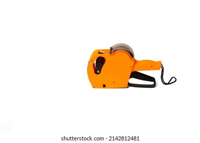 Yellow Shop Pricing Gun Isolated On A White Background