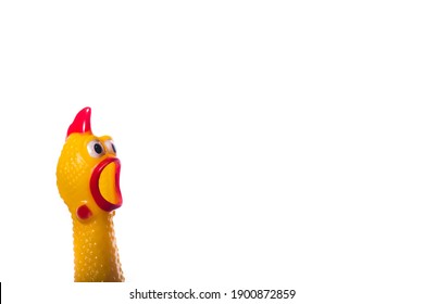 Yellow shrilling chicken with red lips