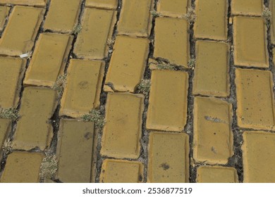 Yellow side walk bricks texture background  - Powered by Shutterstock