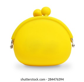 Yellow Silicone Coin Purse Isolated Over White