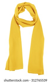 Yellow silk scarf isolated on white background. Female accessory.