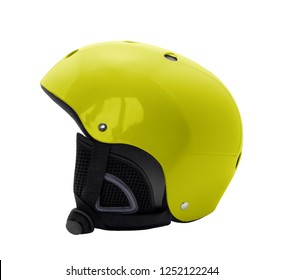 Yellow Ski Helmet Isolated On White Background