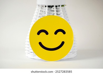 Yellow smiley face sticker. A smiling face is a symbol of happiness and positivity, conveying a sense of joy and optimism. - Powered by Shutterstock