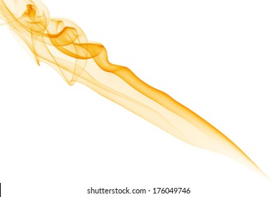 Yellow Smoke Isolated On White Background.