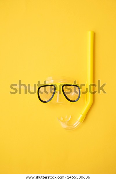 Download Yellow Snorkel Diving Mask On Yellow Stock Photo Edit Now 1465580636 PSD Mockup Templates
